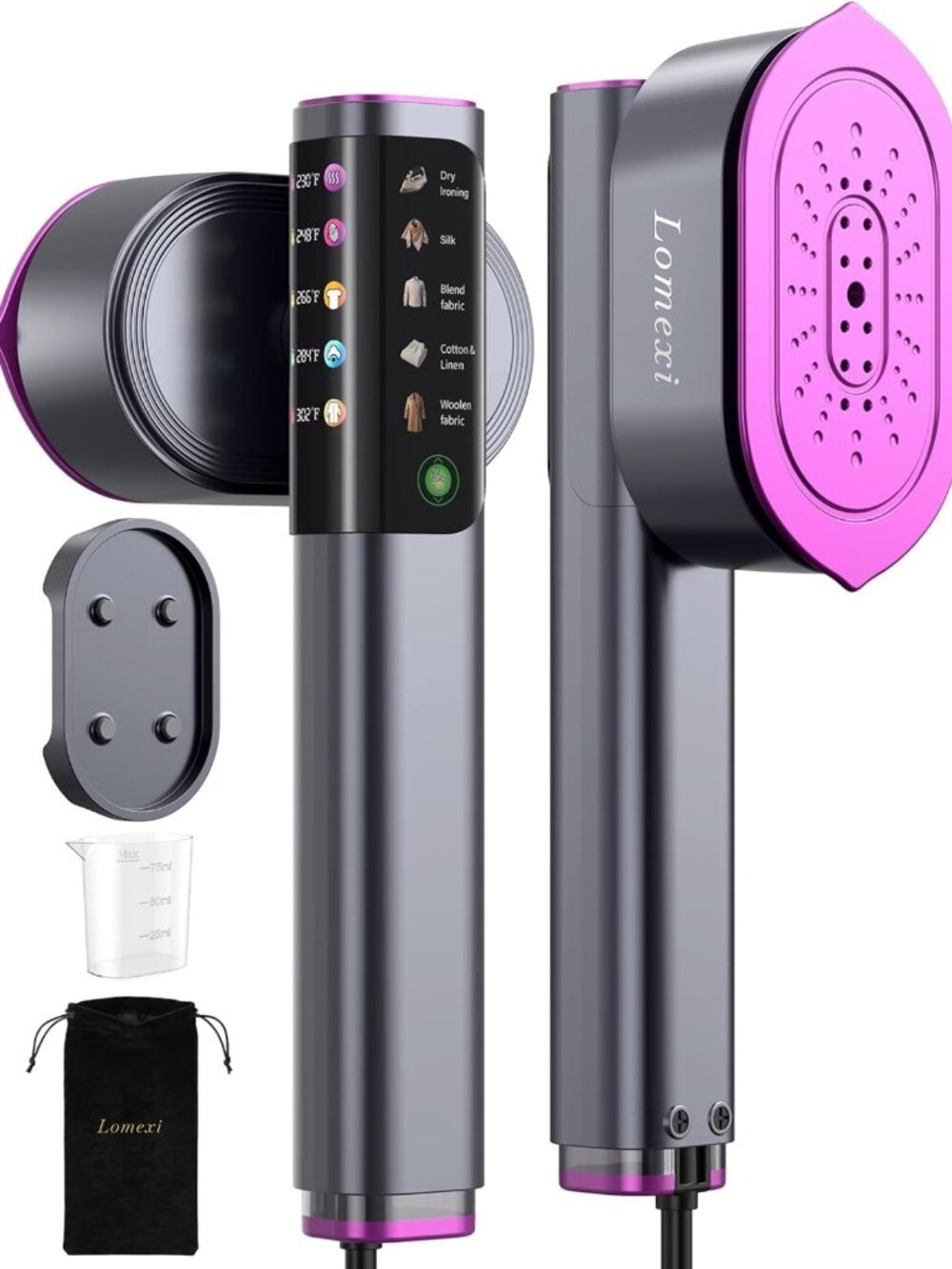 Fast Heat Handheld Clothes Steamer & Iron 2-in-1, 5 Temp Settings, Travel Ready